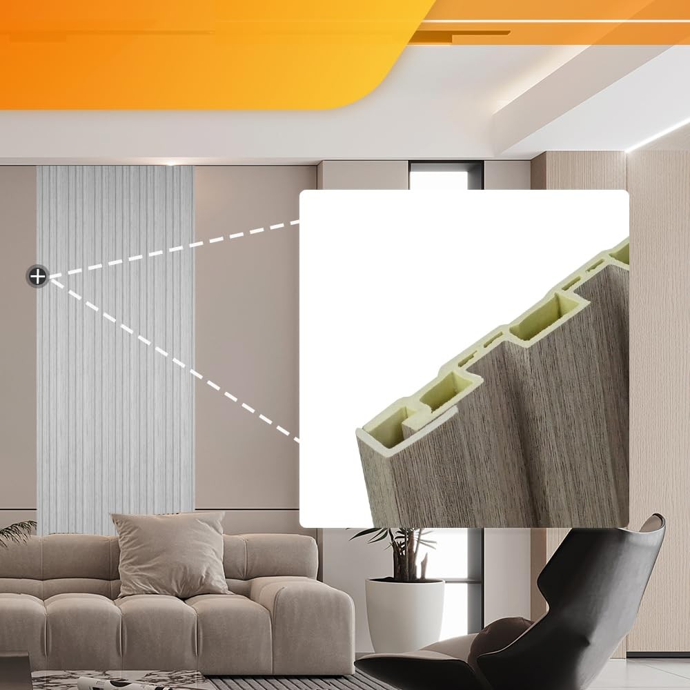 8-Pack 57 Inches, WPC Slat Wall Panel Trim,Corner Guard for Low Grille (Grey)