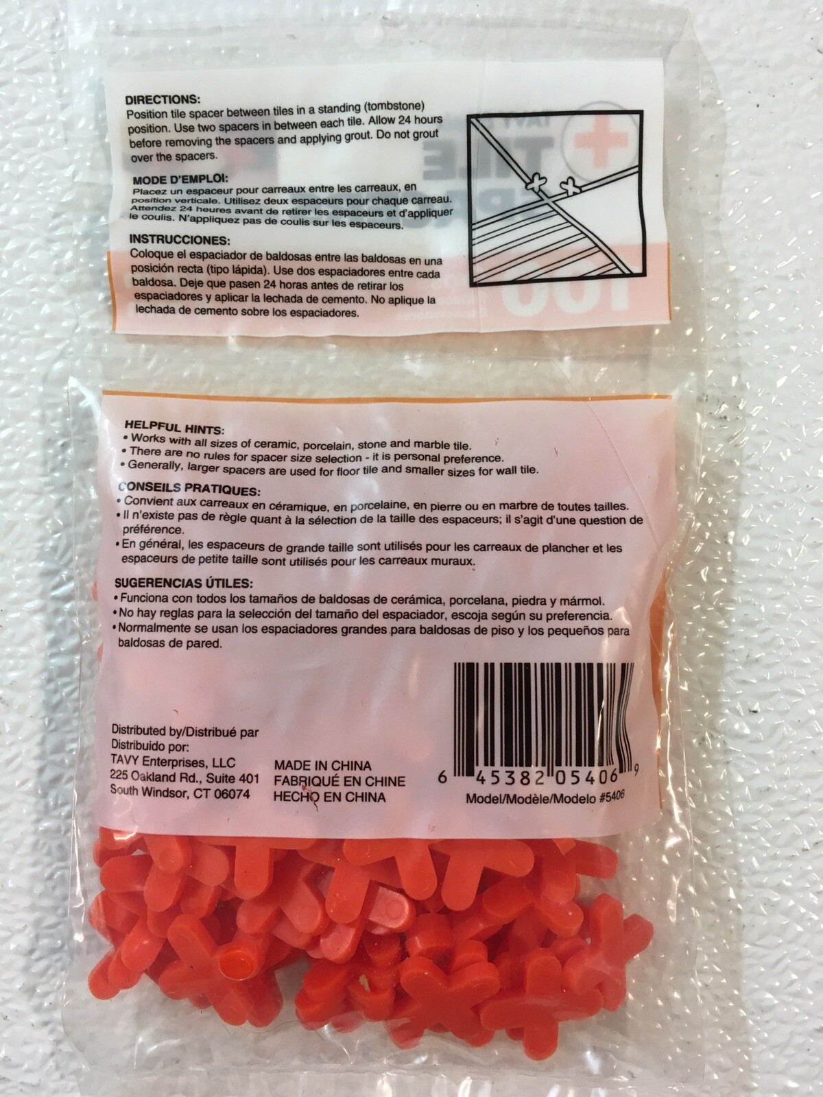 3 packs (300) TAVY Basix Cross Tile Spacers ~ 1/4in 6mm ( 3 x 100 pieces )