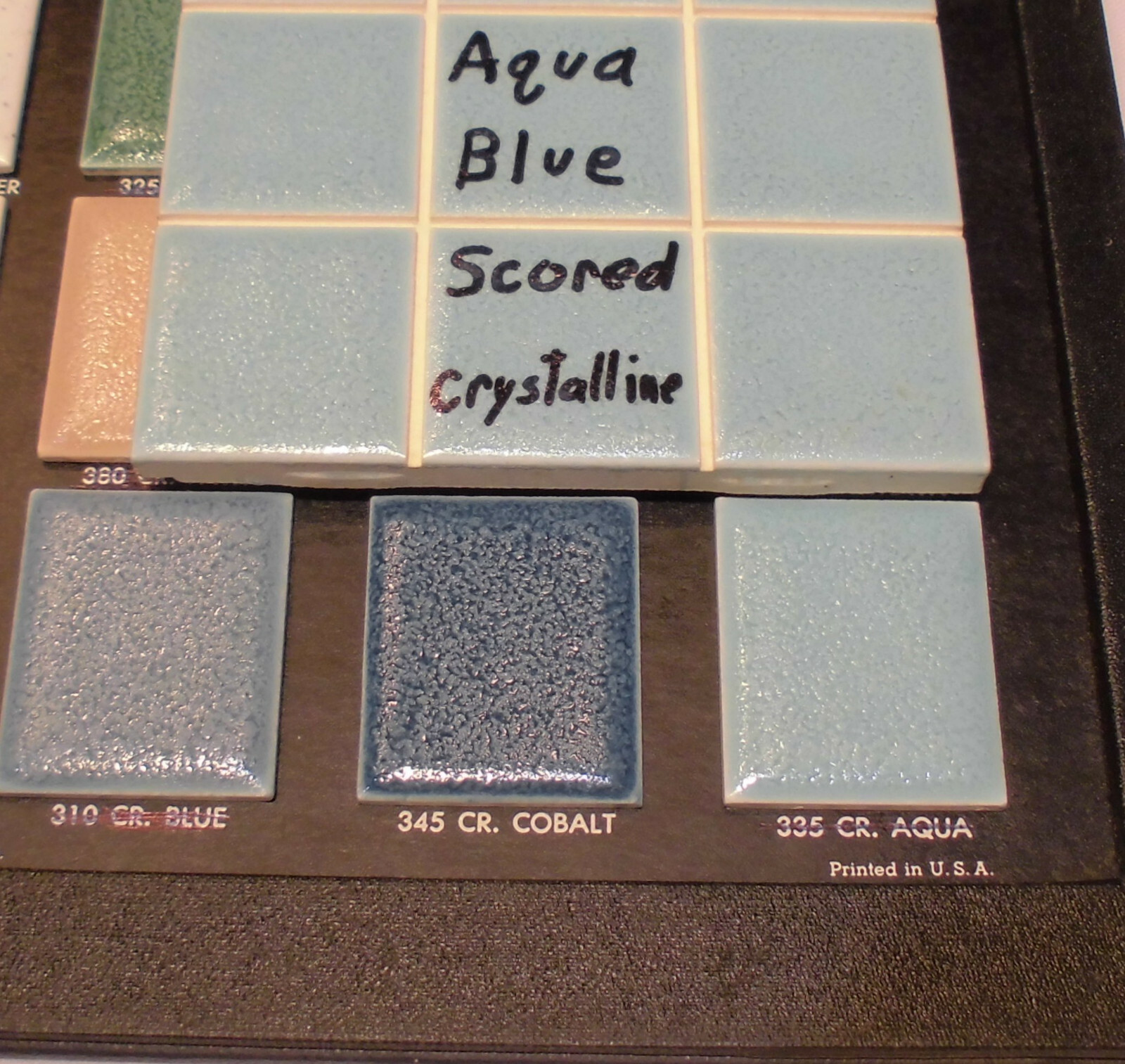 1 pc. *Aqua Blue* 4-1/4″ Scored Glossy Ceramic Tile by American Olean, NOS