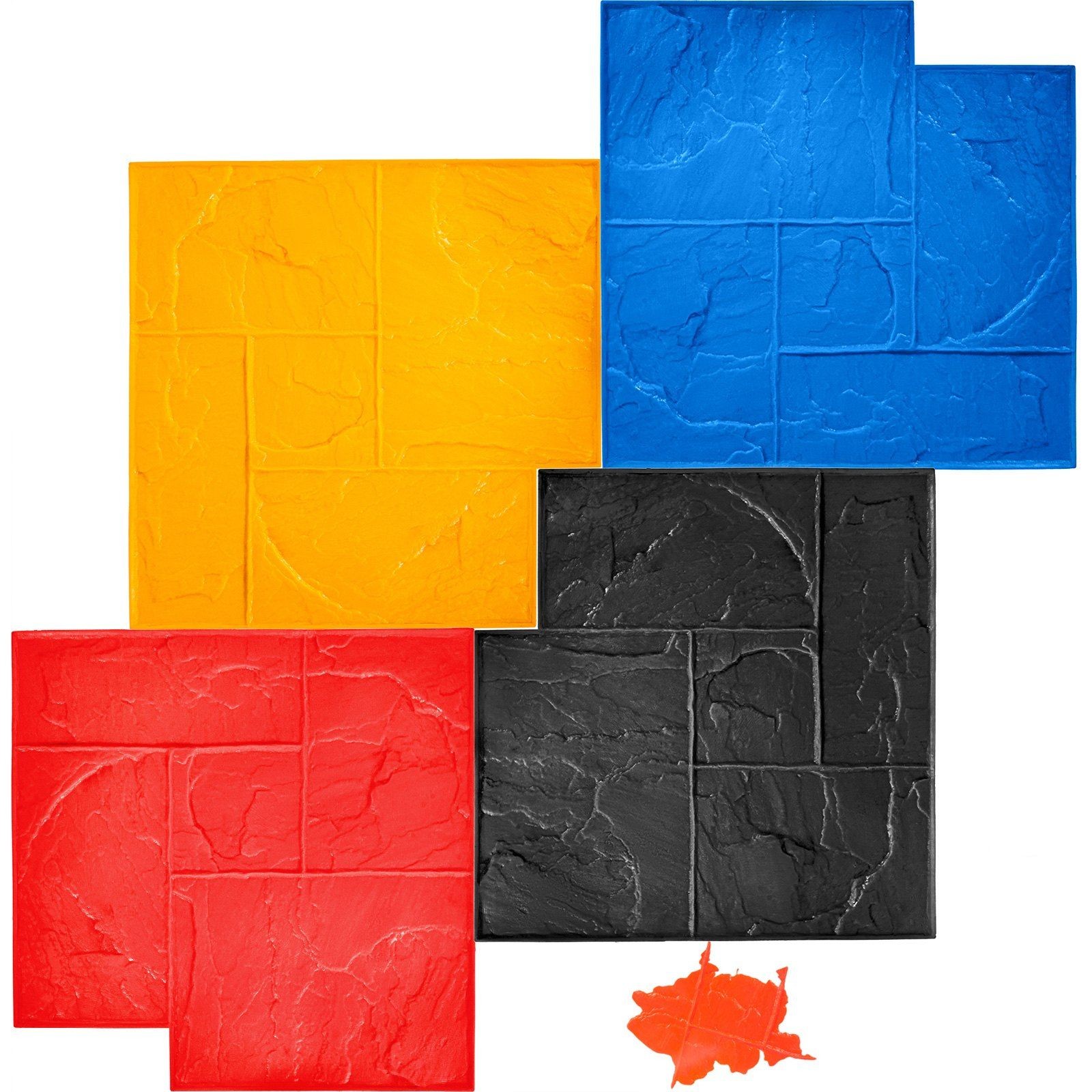 24x24in Polyurethane Slate Texture Concrete Stamp Mats, 4PCS, 0.5-1in Thick