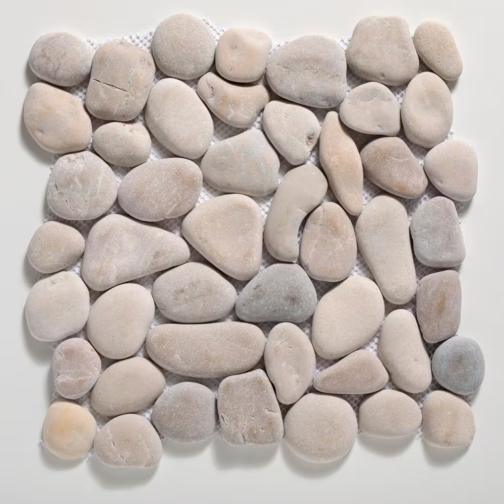 Classic Pebble Tile Tan 11-1/4 In. X 11-1/4 In. X 12.7Mm Mesh-Mounted Mosaic Til