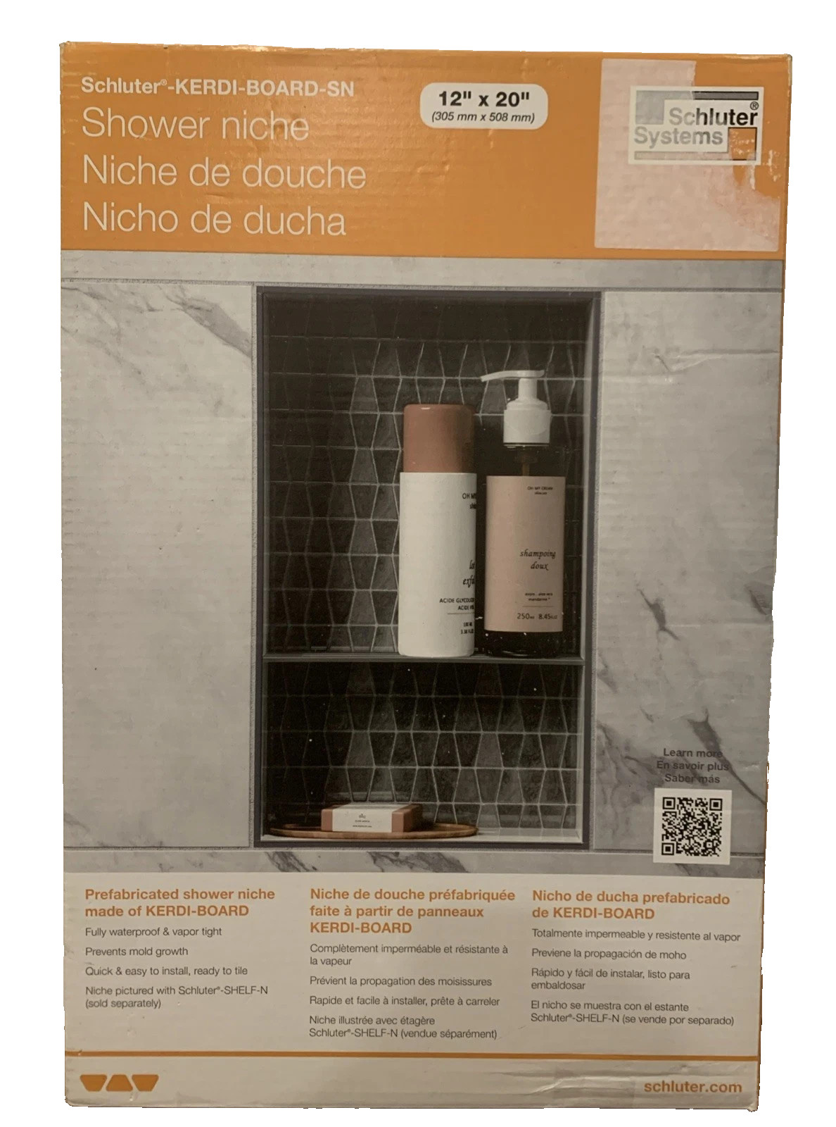 Schluter Kerdi-Board SN Shower Niche 12″ x 20″ Waterproof Tile Ready System