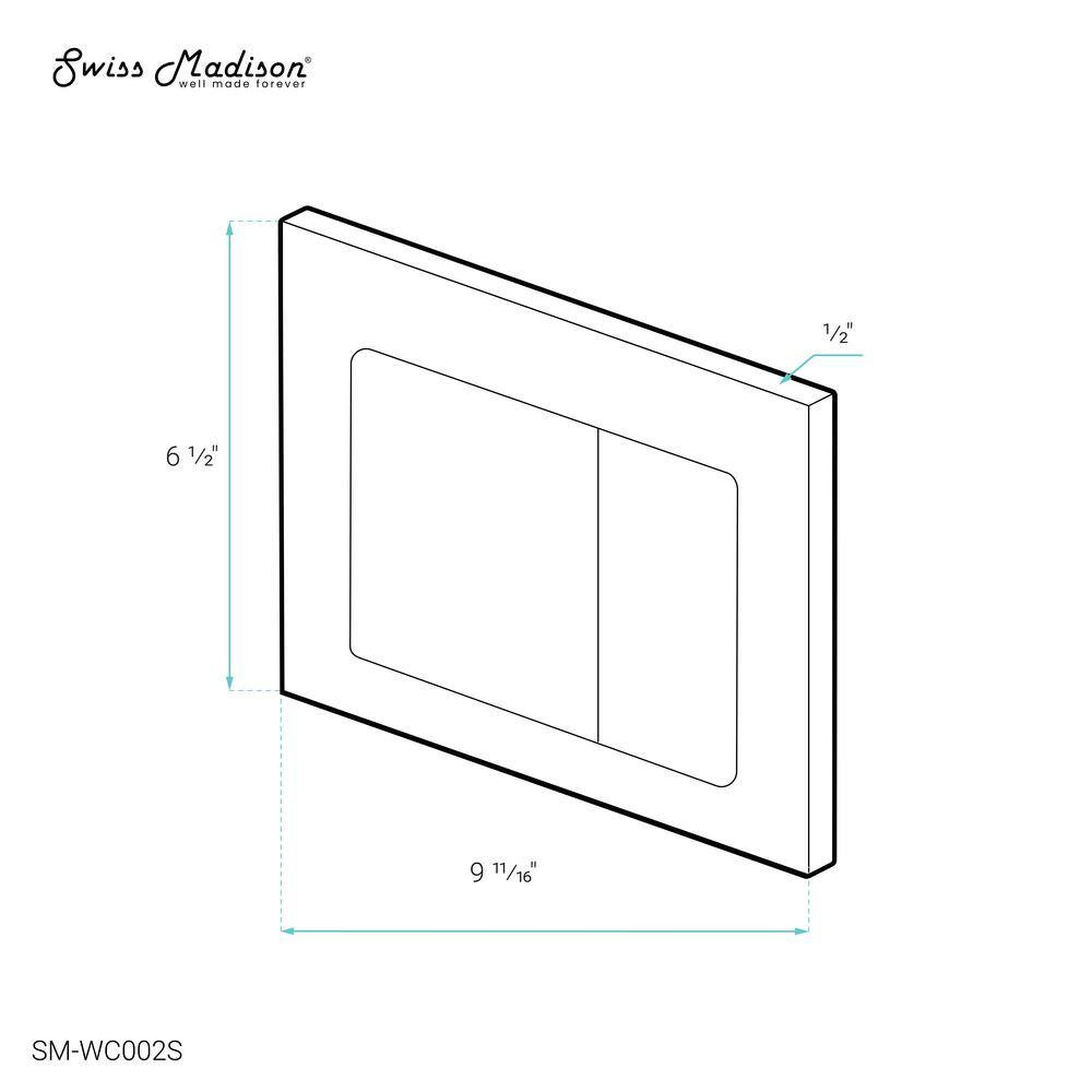 Wall Mount Dual Flush Actuator Plate with Square Push Buttons, Chrome
