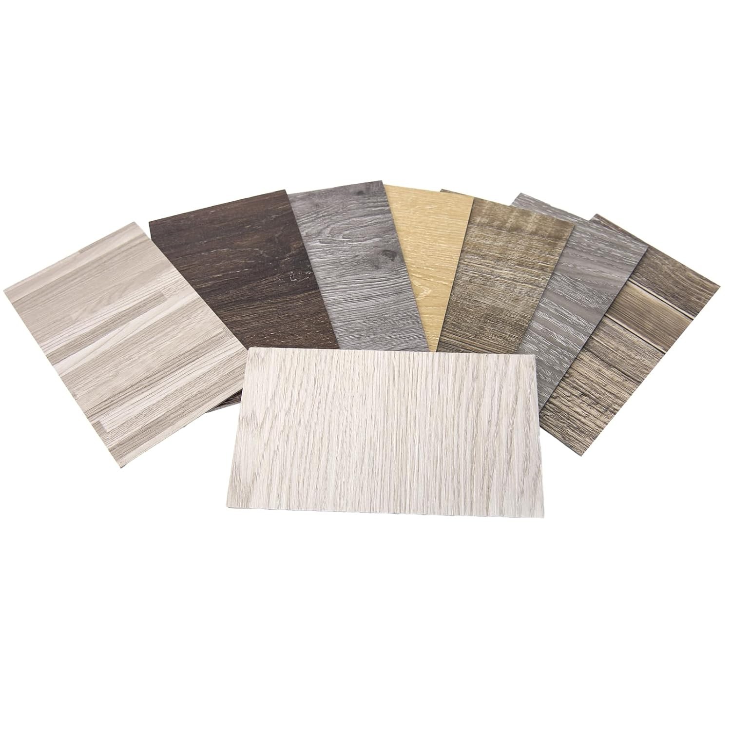 Peel and Stick Floor Tile Vinyl Wood Plank Samples Set of 8, Rigid Surface