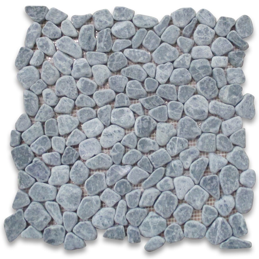 P65T Non Slip Pebble Stone Shower Floor Tile Tumbled Indian Green Marble