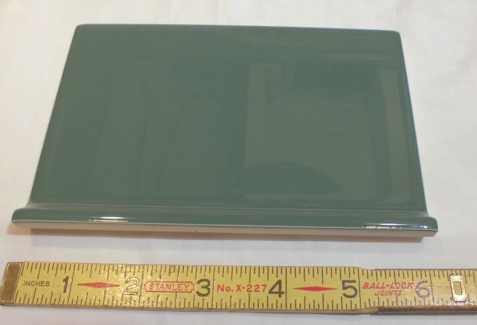 6 pcs. *Sage Green* 4” X 6” Glossy Ceramic Cove Base Tile, Bullnose Top, NEW