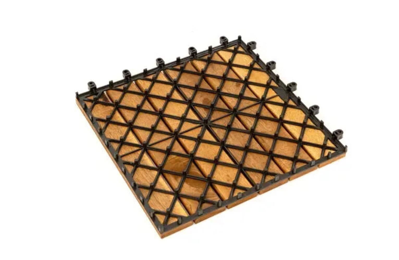 10PCS Acacia Wood Deck Tile Interlocking Flooring Waterproof Tiles Outdoor Patio