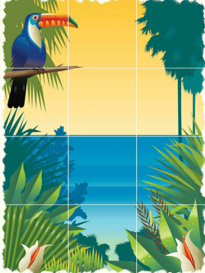toucan bird tropical rainforest jungle beach ocean ceramic tile mural backsplash