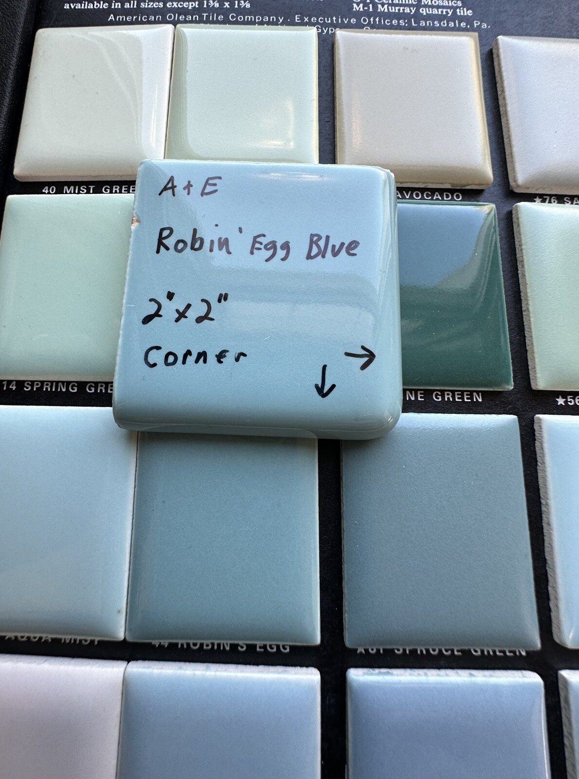 Robin’s Egg Blue: 2″ X 2″ X 5/16″ Glossy Ceramic Surface Bullnose Corner Tile