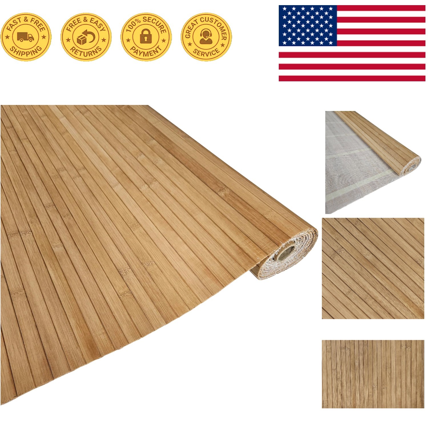Caramel Natural Bamboo Paneling – 32 sq ft Flexible Wall Cladding for Home Decor