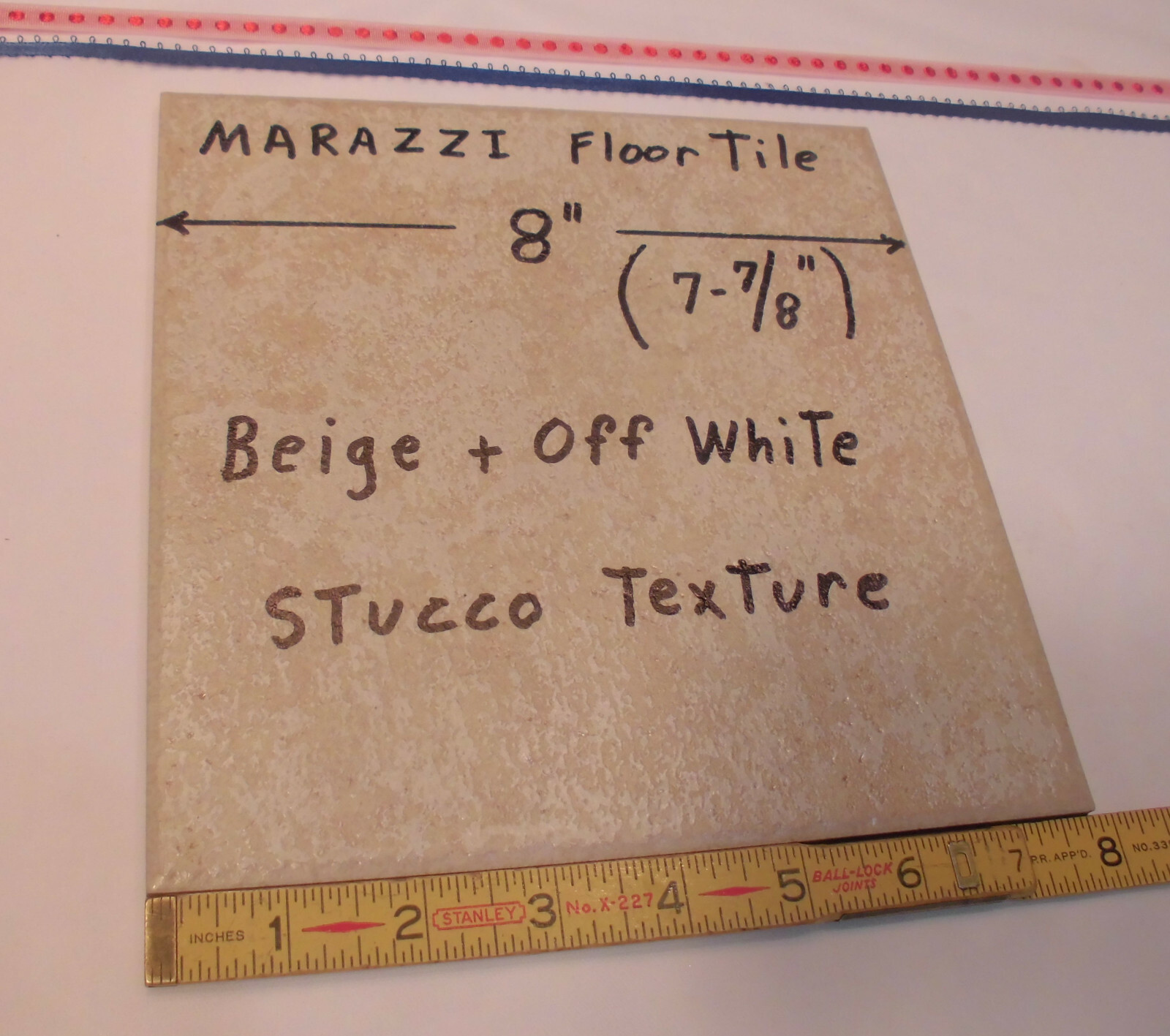 1 pc. *Off-White – Beige* 8″ Ceramic / Porcelain Floor Tile; Stucco Textured NEW