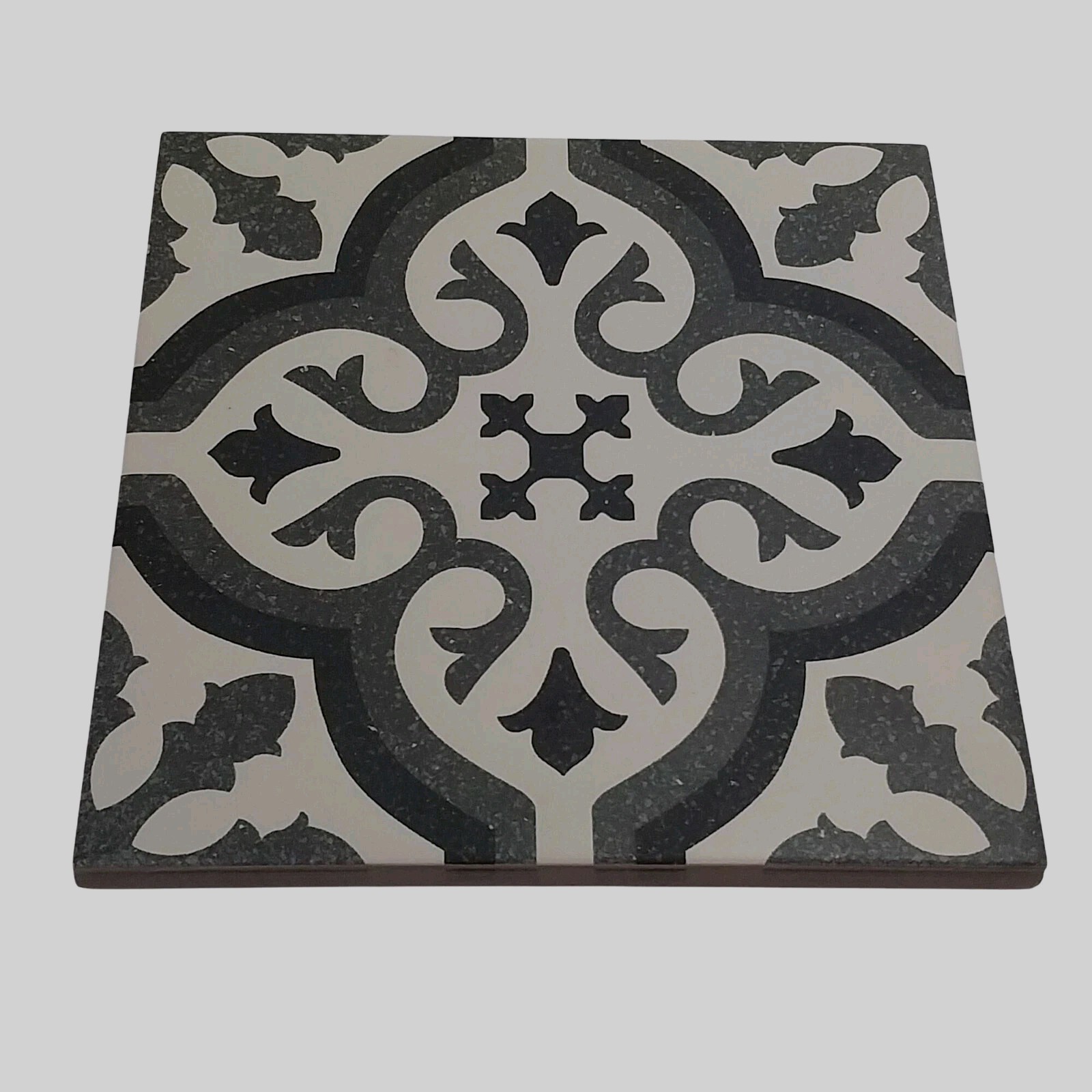 Ceramic Spanish Tile Black White Gray Moroccan Pattern 5.75″ Wall Floor