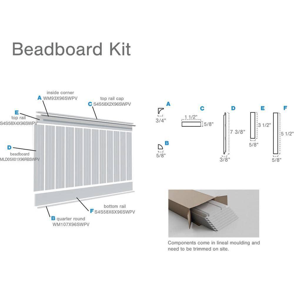 Ekena Millwork 5/8″x96″x40″ PVC Beadboard Wainscoting (Heights Up-To 41-5/8″)