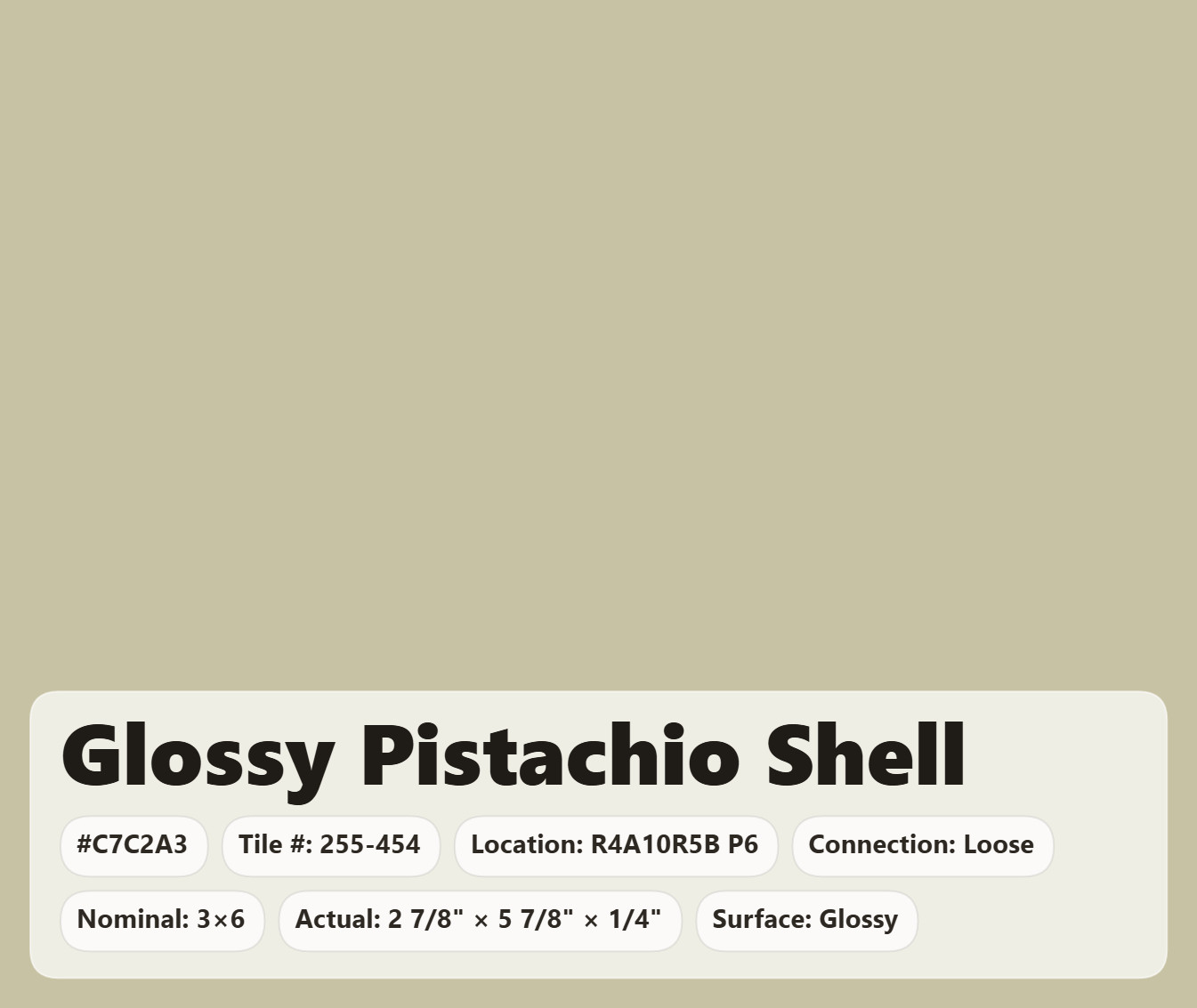 3×6 Tile Glossy Pistachio Shell Mosaic Wall Remodel Ceramic C#255-454 Sample
