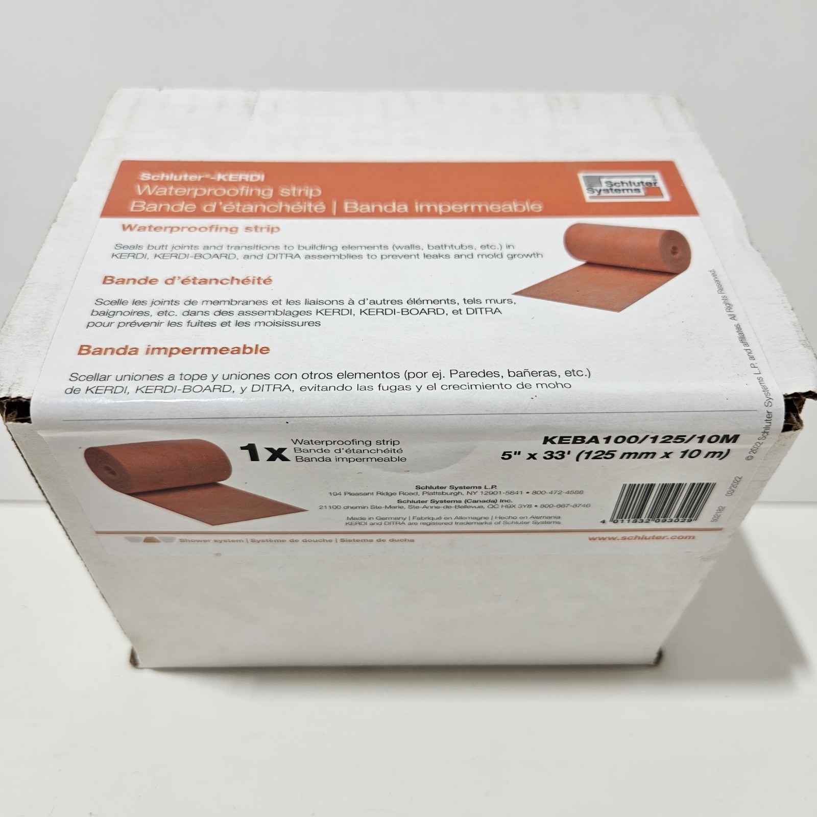 Schluter Kerdi Band Waterproofing Membrane Strip 5″×33′ KEBA100/125/10M Sealed
