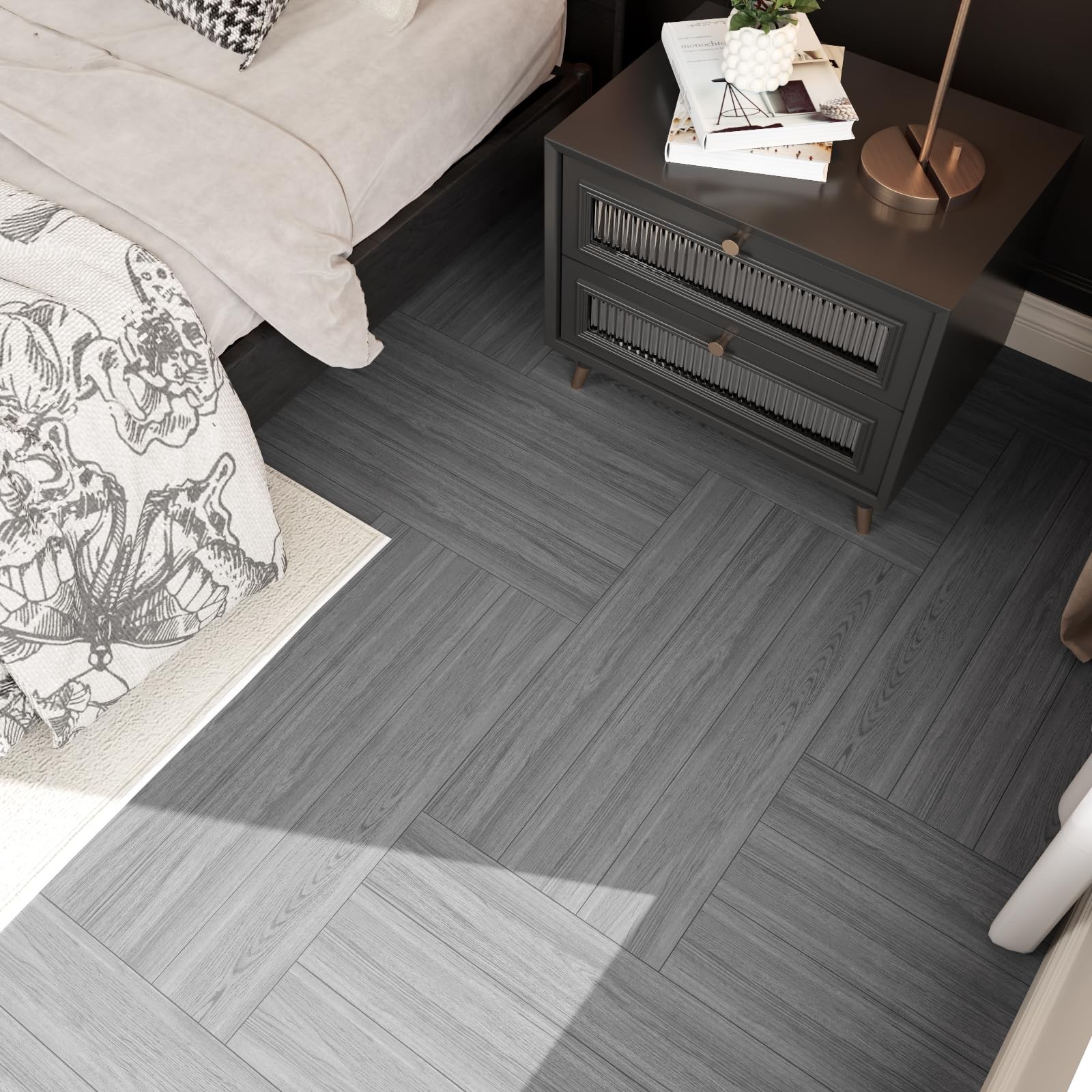 54 Sq.Ft. Peel and Stick Vinyl Floor Tiles 36″ x 6″ Wood Look Planks, 36 Pack…