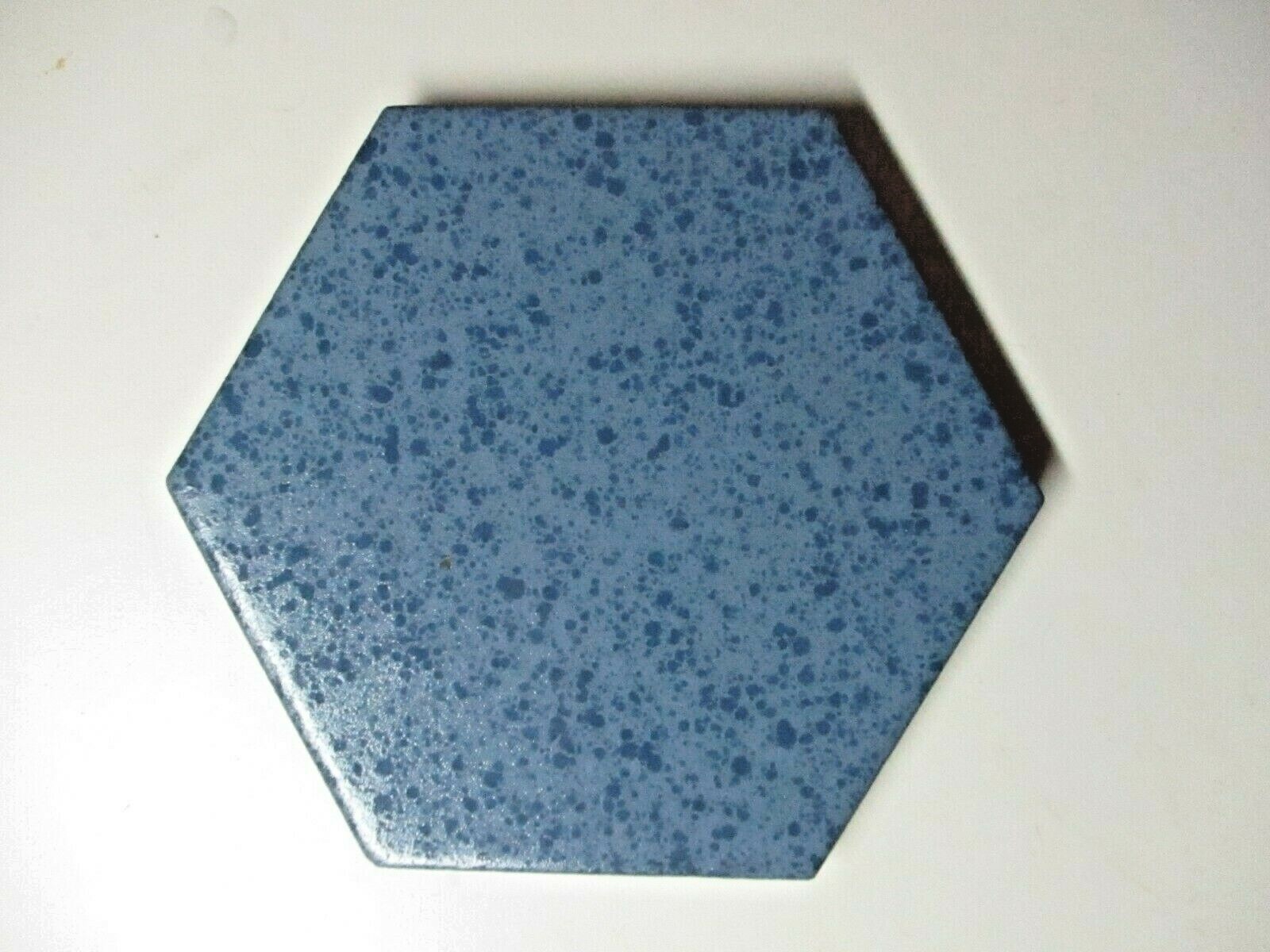 1 Tile Mannington USA Hexagon 4-3/8″ Crystalline 328 Marine Blue Ceramic Vtg MCM