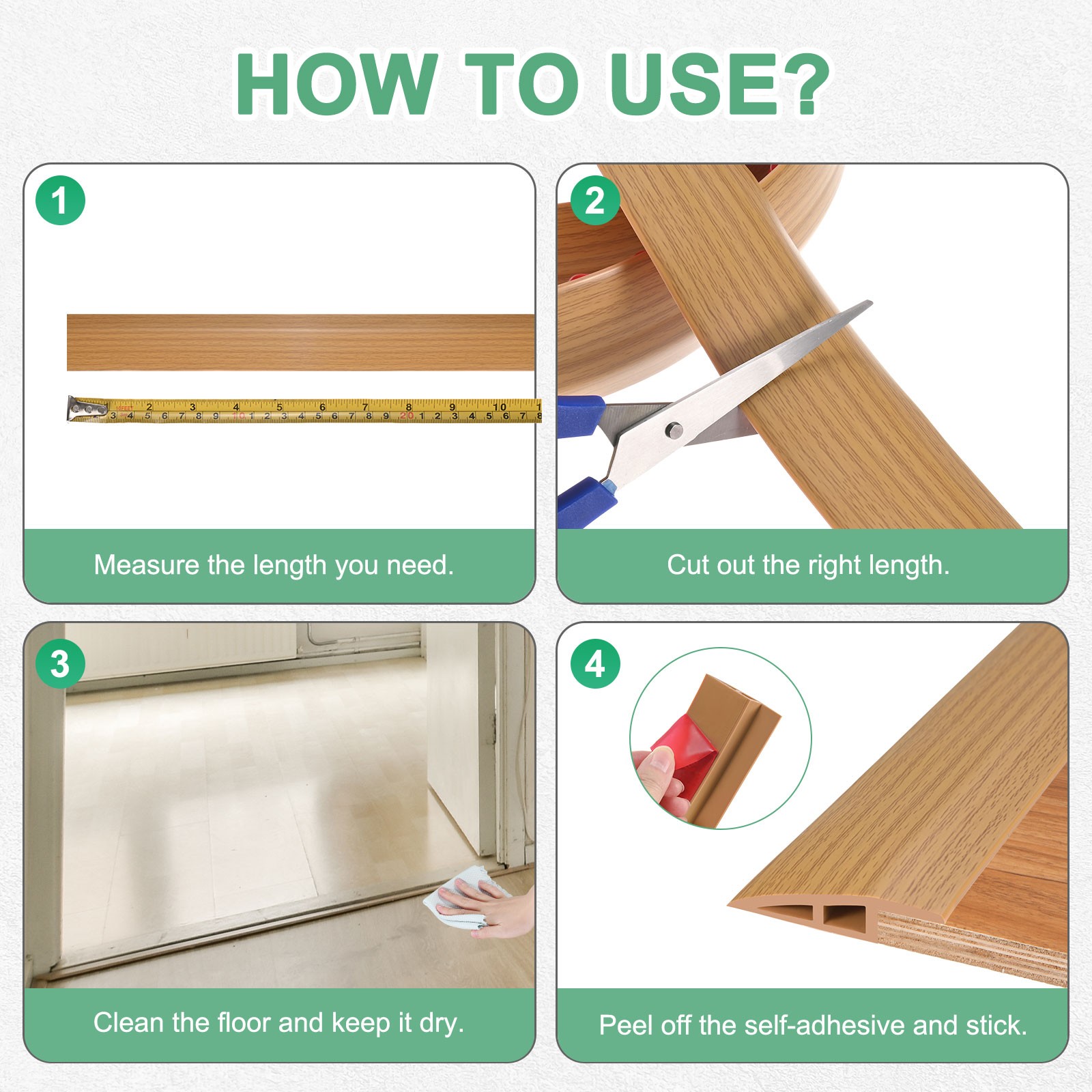 Floor Transition Strip, Floors Heights Within 3/5Inch(15mm)[Yellow Oak]