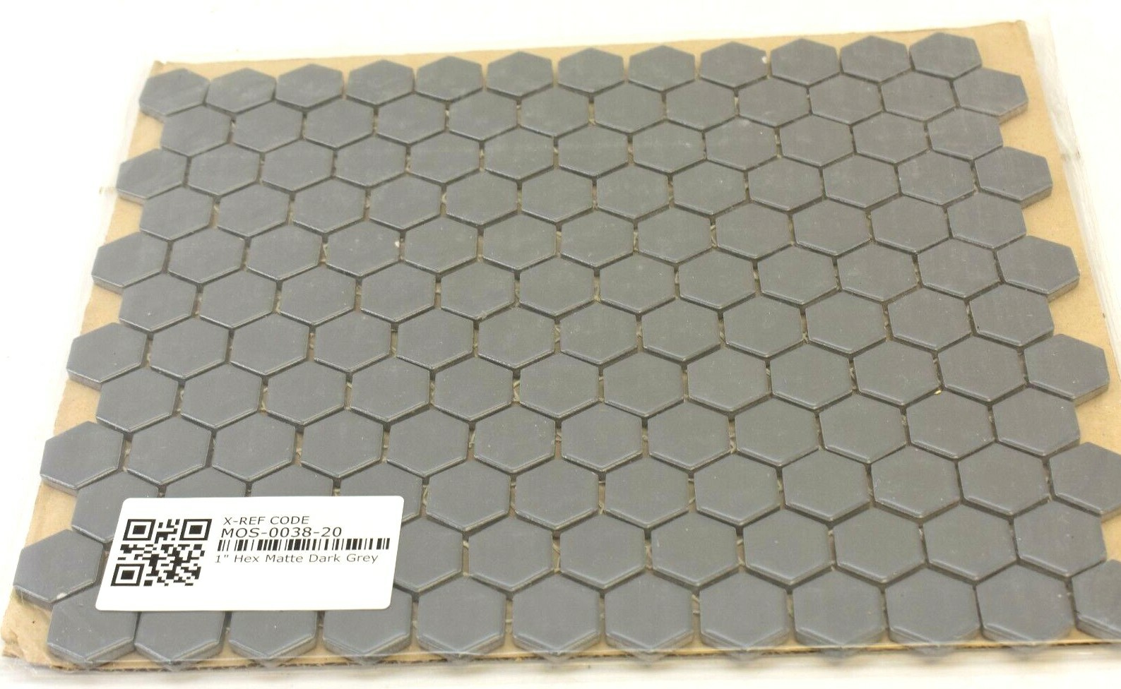 Pack of 10 Mosaic Tile Matte Dark Grey Frost Moka Glass Daltile Hexagon Tile 12″