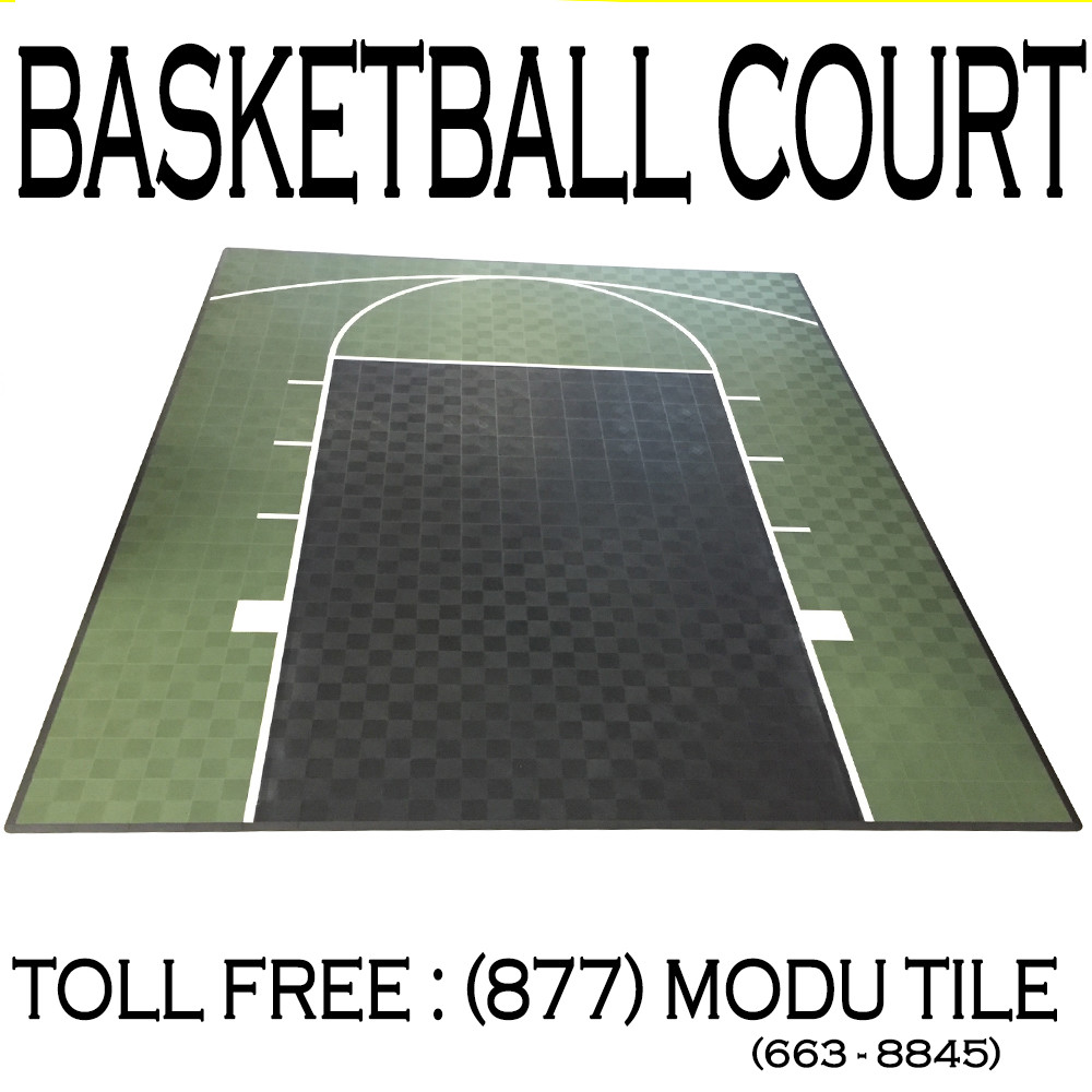 20ft x 24ft Outdoor Basketball Half Court Kit-Lines and Edges Included-Green/Blk
