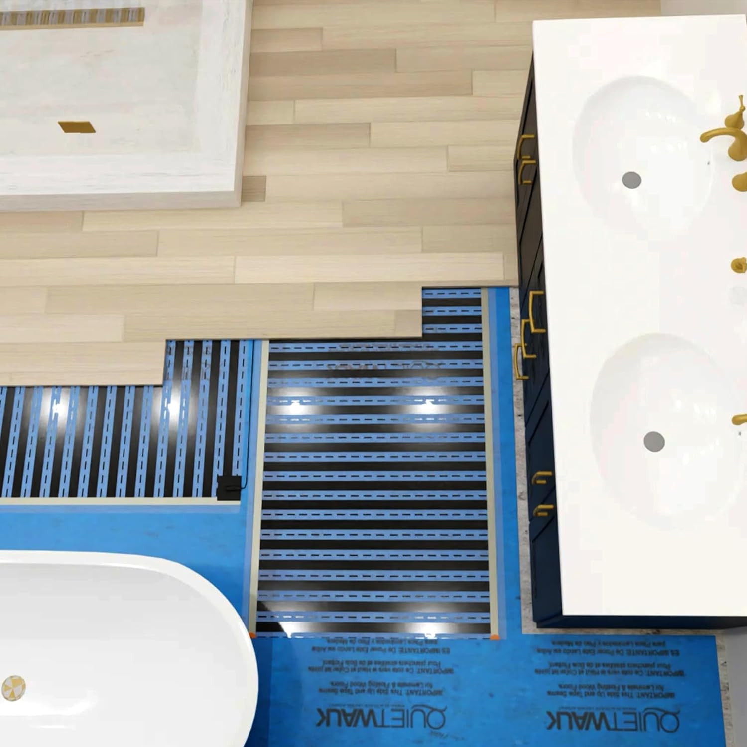 QWARM Radiant Floor Heating Mat 1.5′ x 5′ for Laminate & Vinyl Flooring
