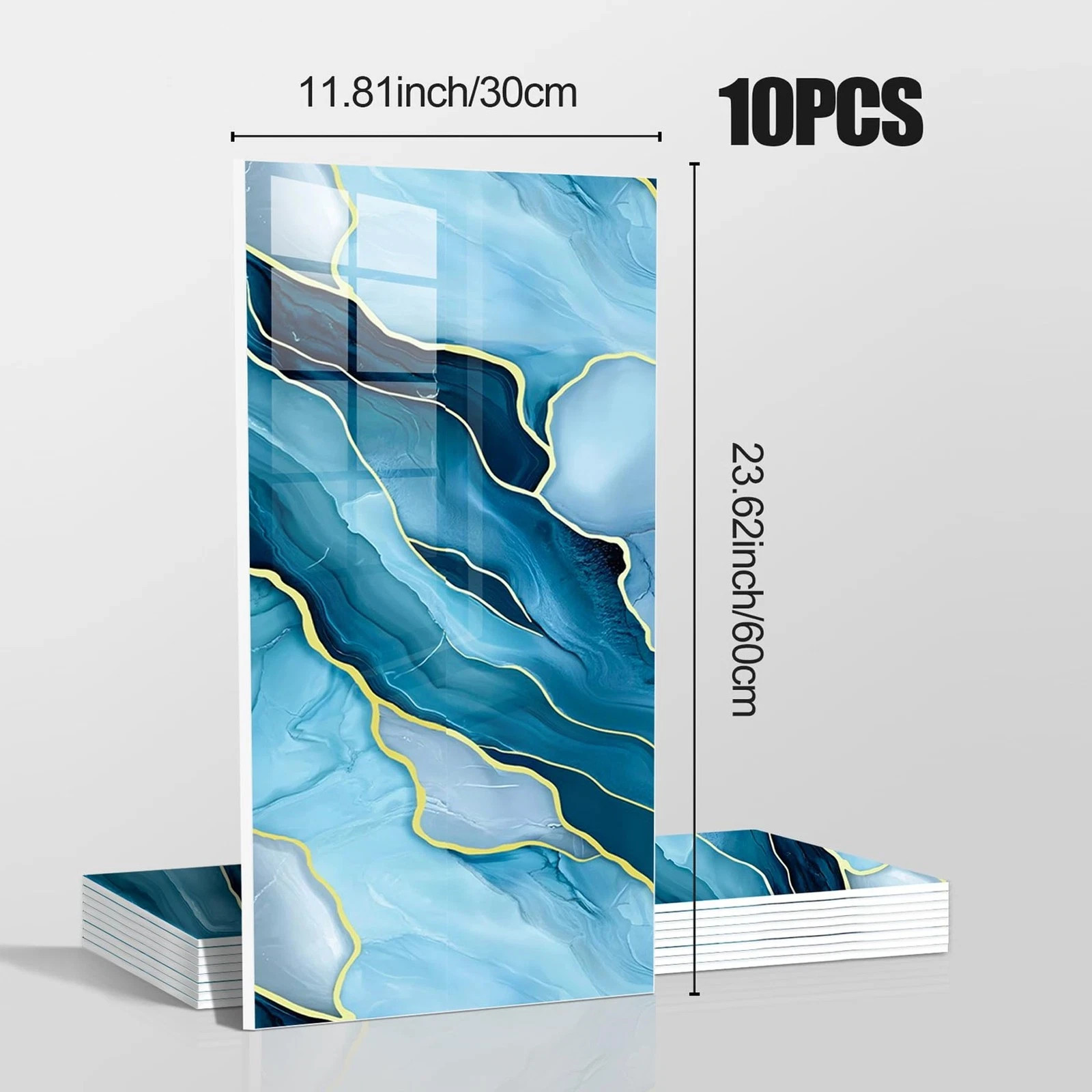 Marble Peel & Stick Wall Panels 10pcs 23.6×11.8in Waterproof Backsplash
