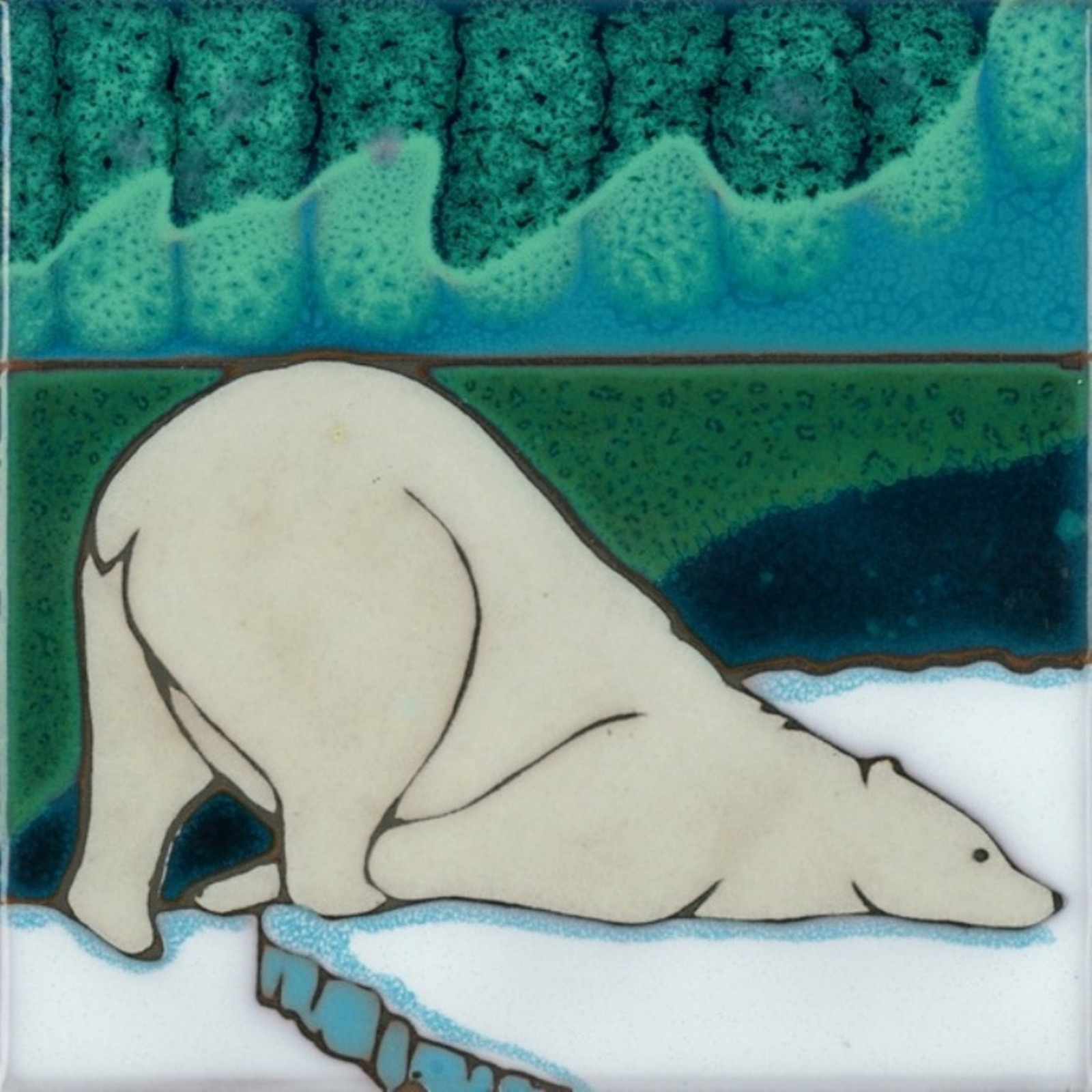 Ceramic tile Aurora Polar Bear wall decor hot plate backsplash installation art