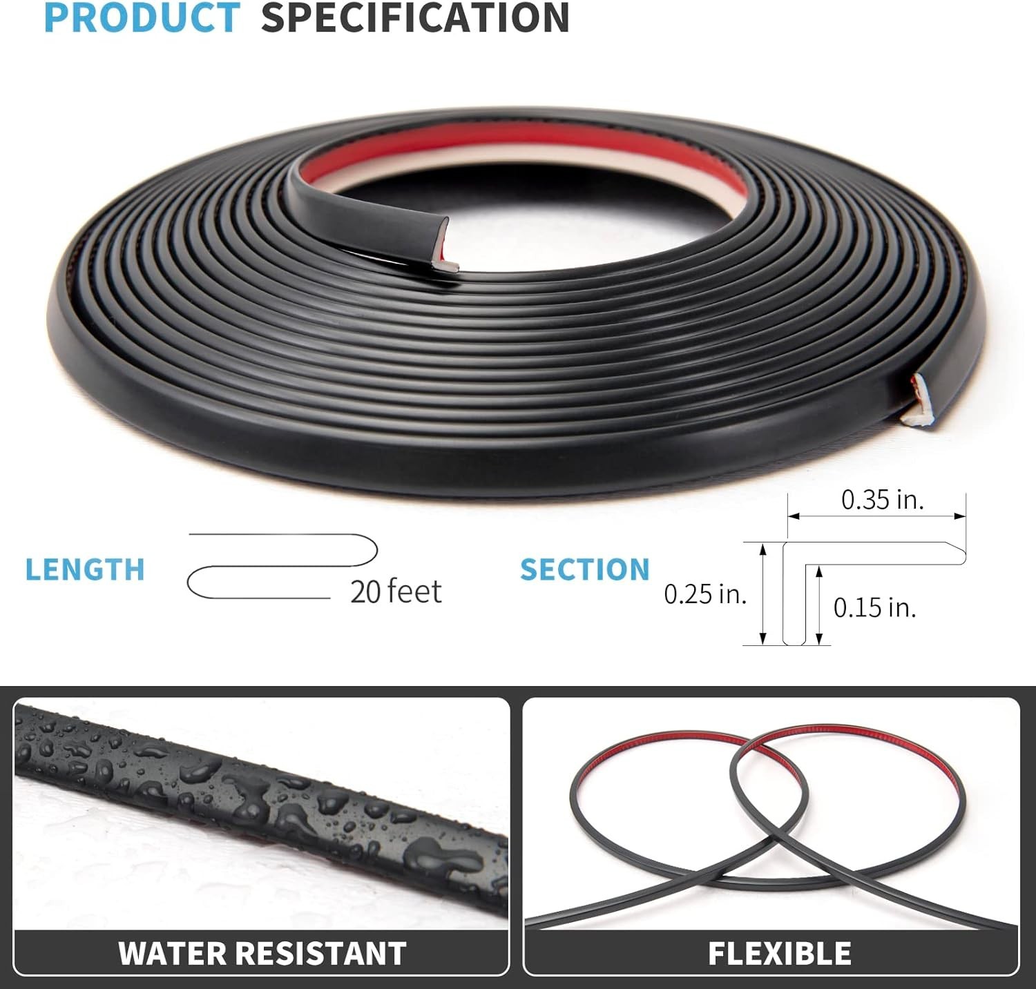 20ft Outside Vinyl Corner Trim Peel and Stick for Tile and Wall Edges, Furnit…