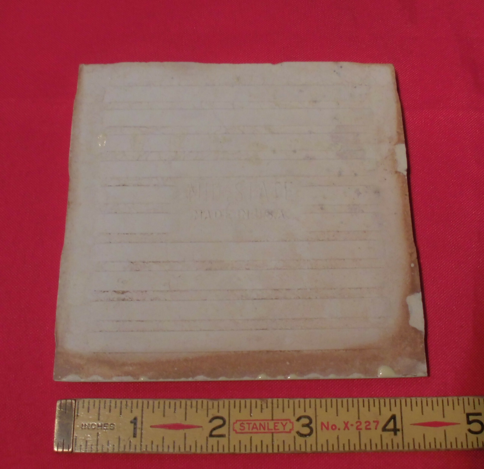 1 pc. Autumn Yellow; Bullnose Surface Ceramic Tile 4-3/8″ by Mid-State Co. NOS