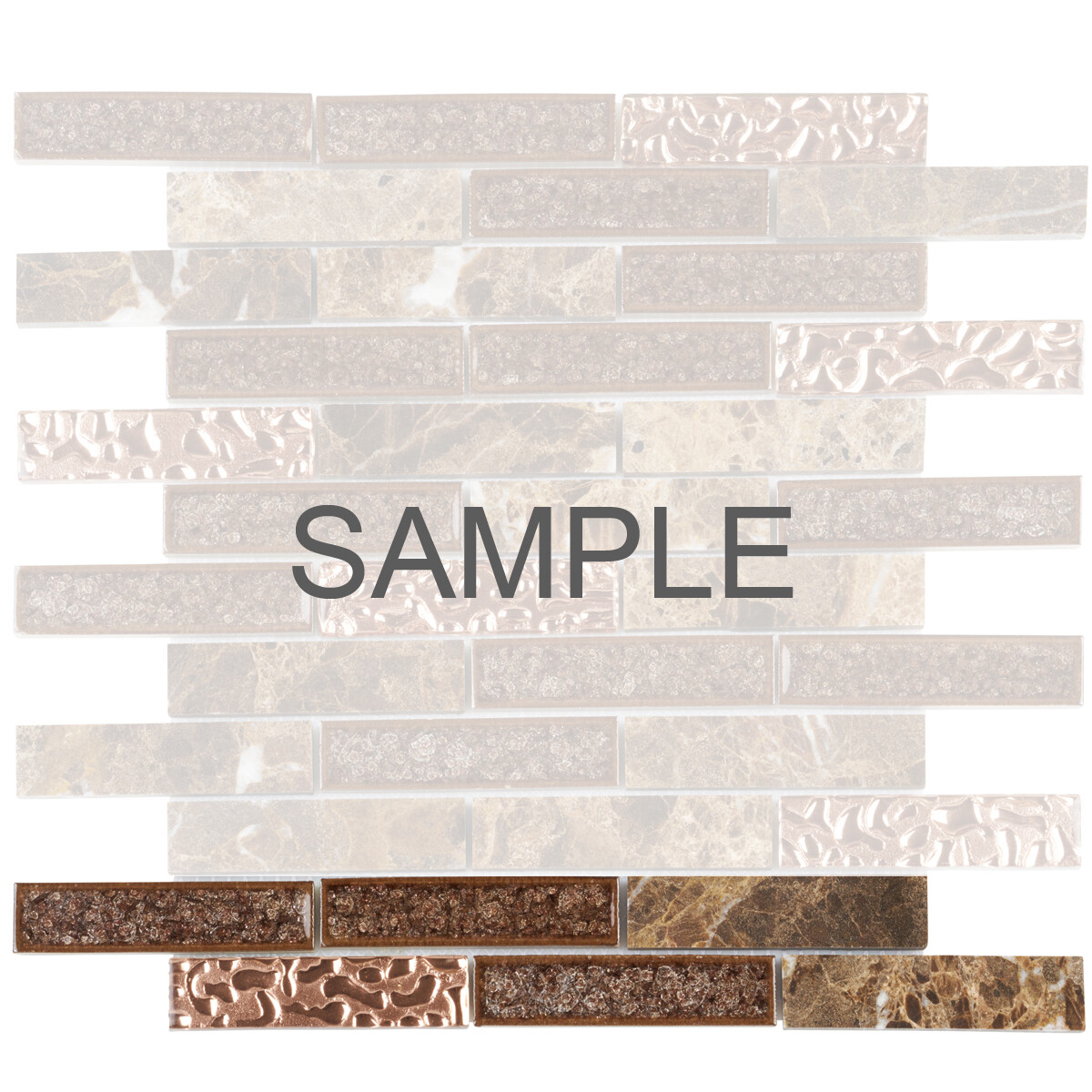 Brown Marble Mosaic Tile Rose Gold Crackle Glass Brick Joint Kitchen Backsplash