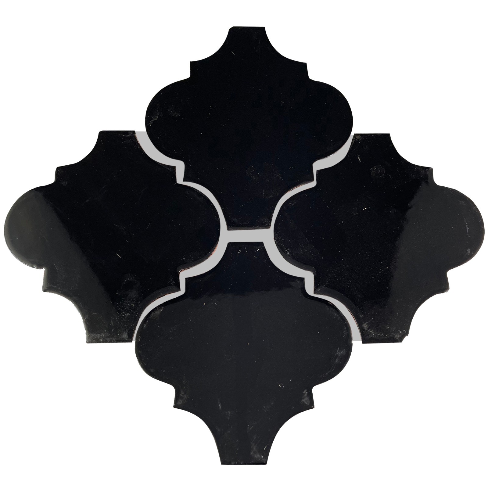 4×4 9 pcs Black Mexican Arabesque Clay Tile Handmade Talavera Backsplash