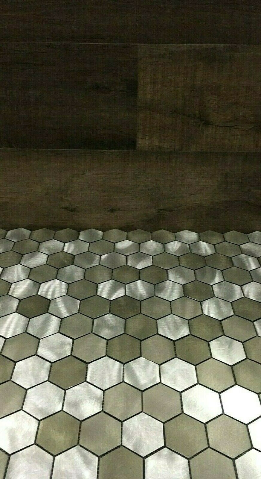 Brushed Aluminum Multi-Color 2 inch Hexagon Mosaic Backsplash Tile (BOX OF 10)