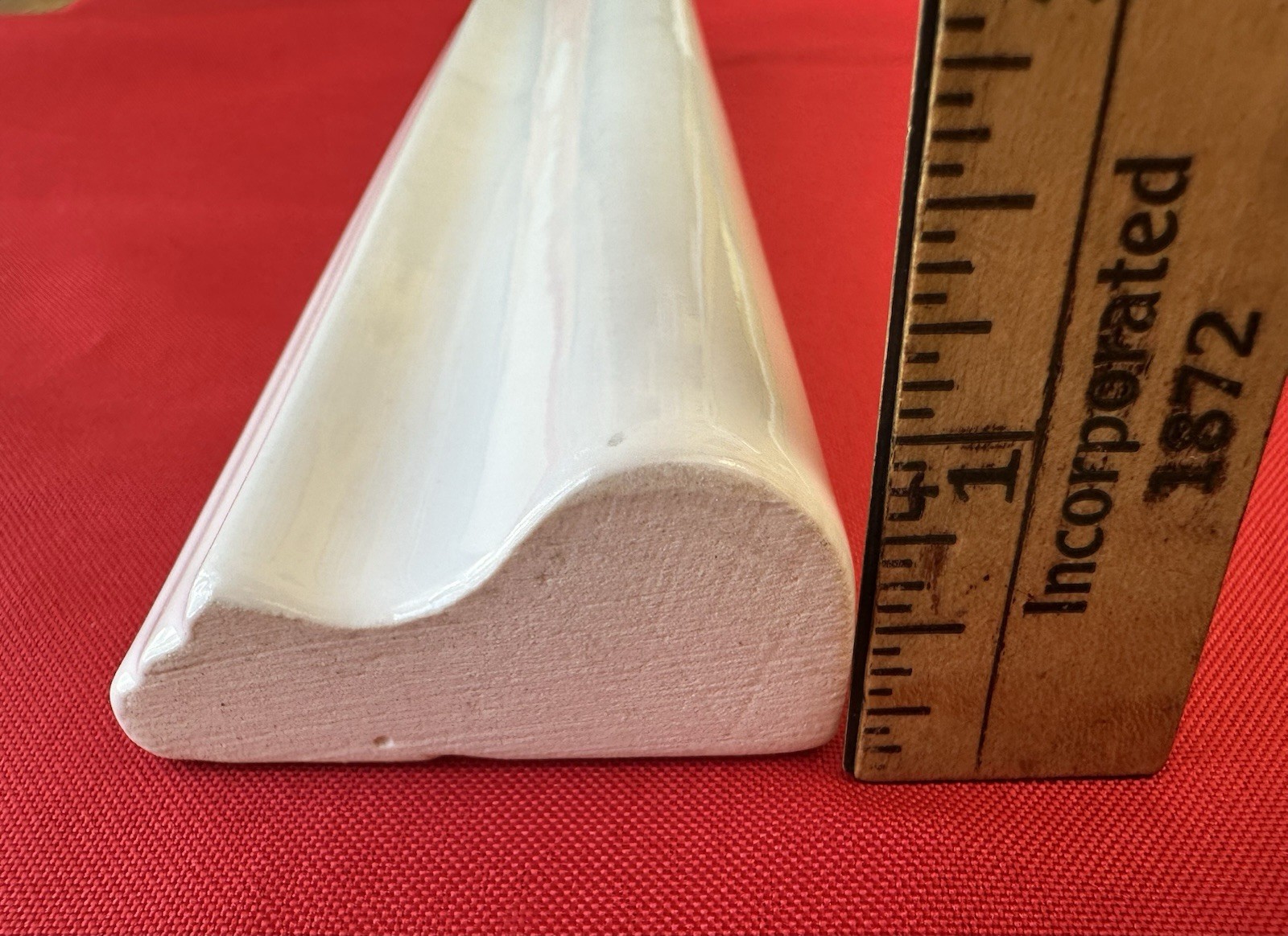 1 pc. Gloss White: Ceramic / Porcelain Chair Rail Tile: 2″ X 8-1/16″ Reclaimed