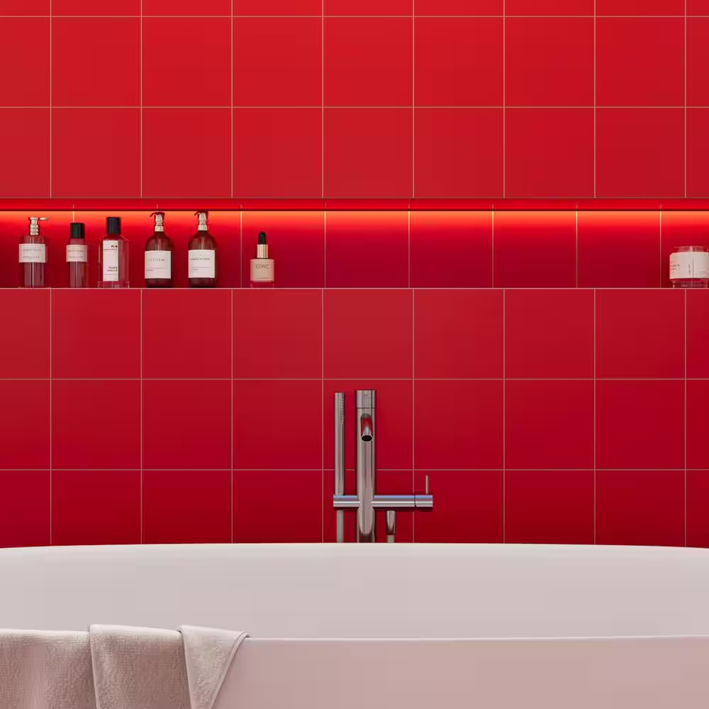 Monocolor Premium Rojo Volcan 7-7/8 In. X 7-7/8 In. Ceramic Floor and Wall Tile