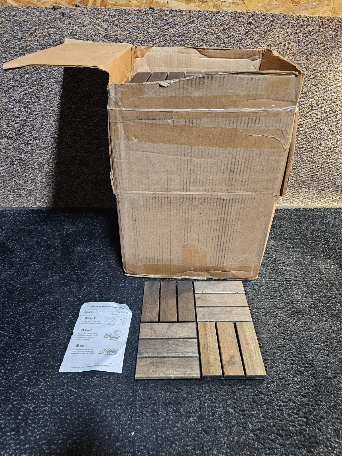 (QTY 35) Acacia Wood Interlocking Deck Tiles 11-5/8″ x 11-5/8″ Patio Flooring