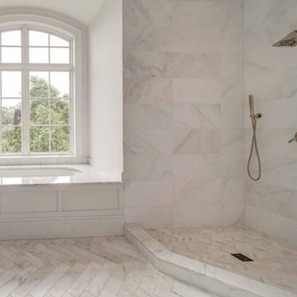 C48H 12×24 Carrara Marble Wall Floor Tile Honed White Carrera Venato Bianco