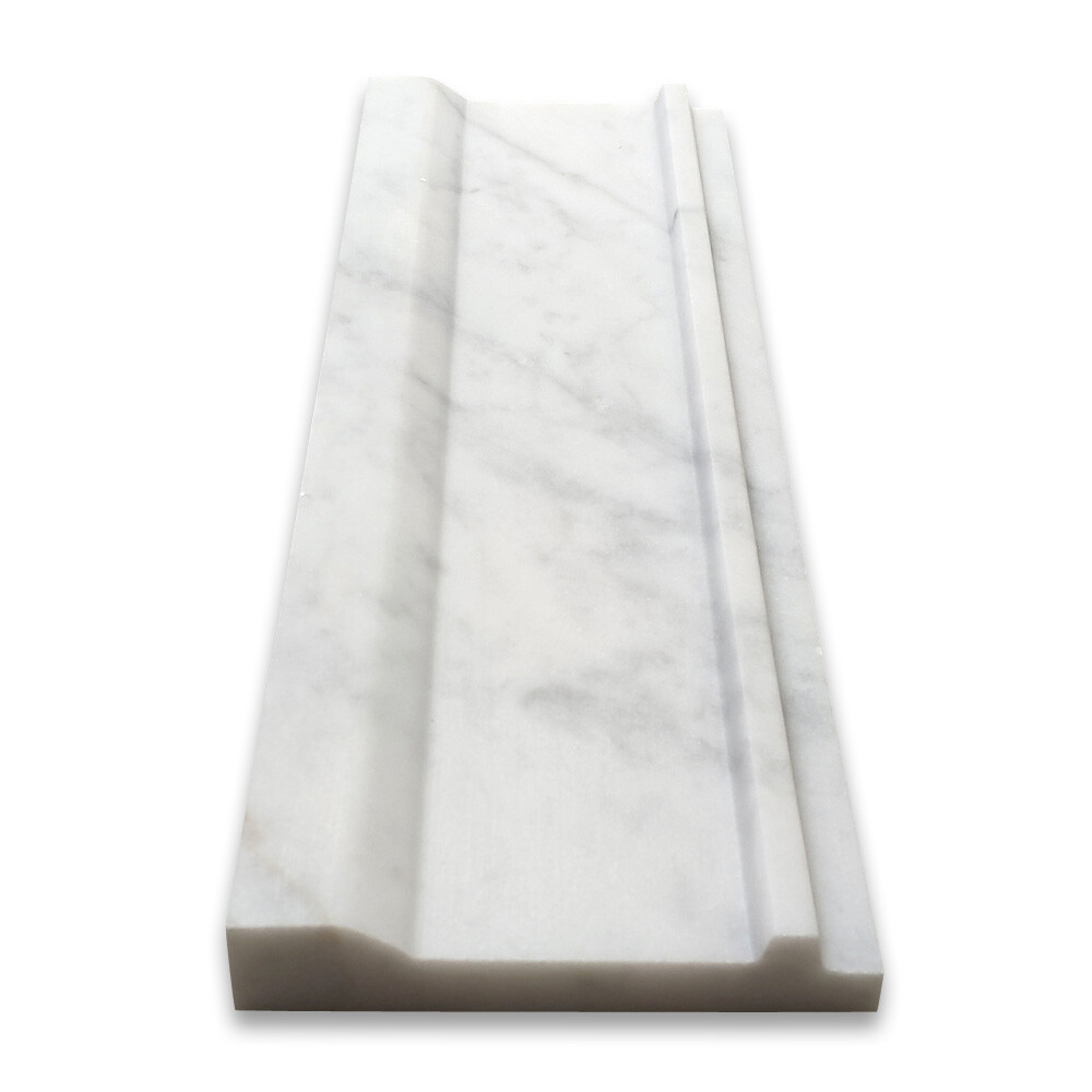 C03H Carrara White Marble 4×12 Plaza Trim Molding Baseboard Edging Honed
