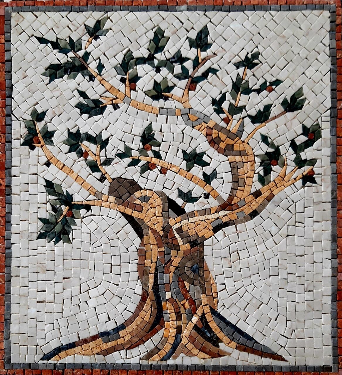 Handmade mosaic Kitchen backsplash Olive Tree Marble Mosaic Tiles