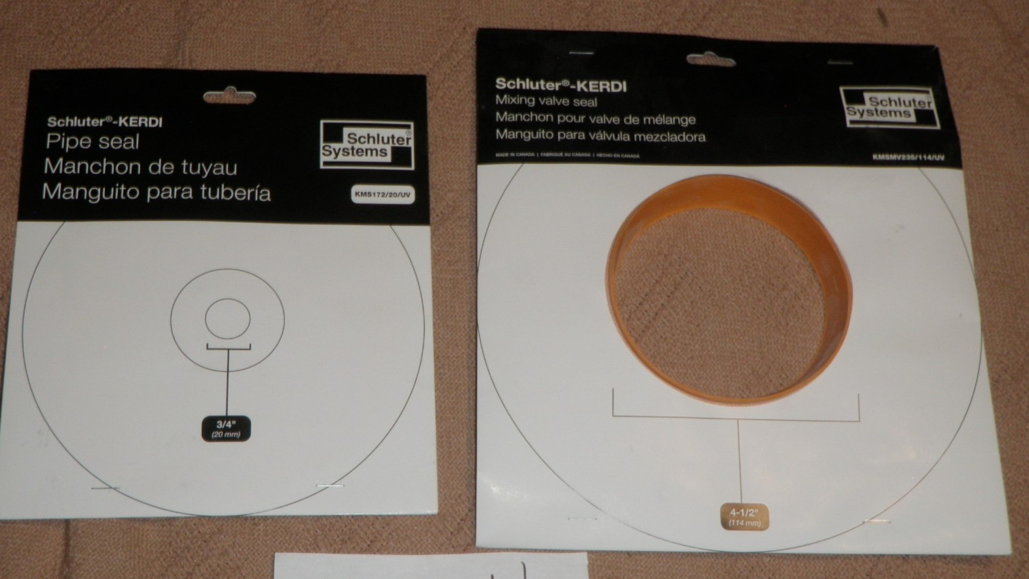 Schluter KERDI Pipe Seal 3/4” and Mixing Valve Seal 4-1/2″ Pair