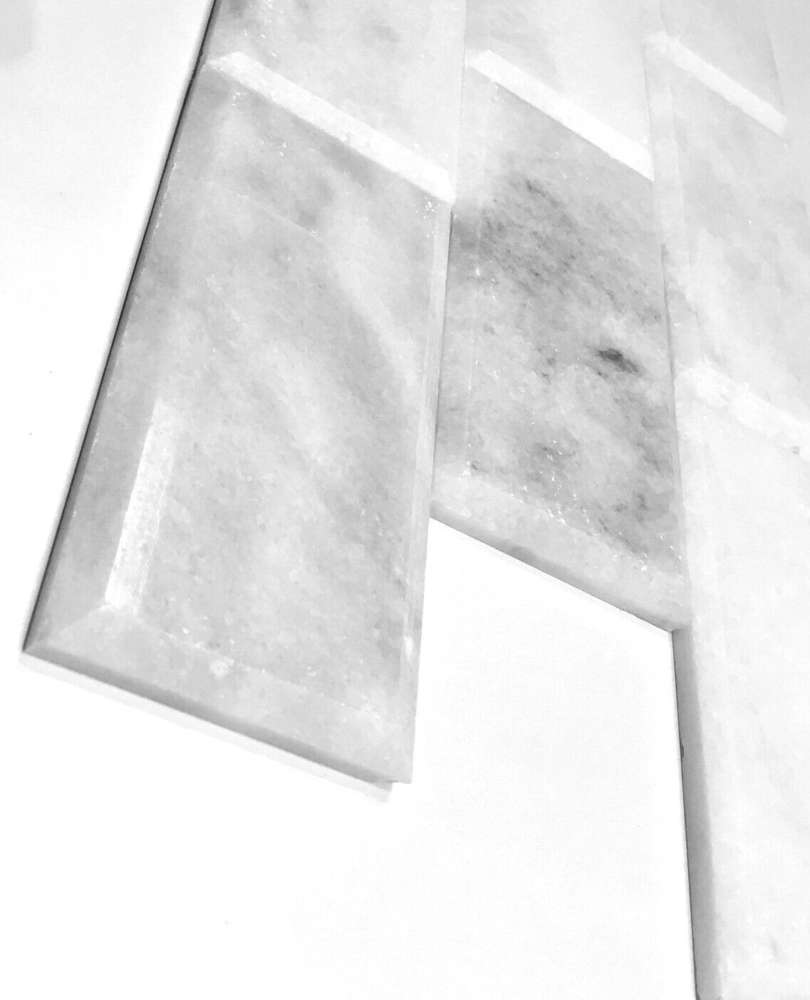 Carrara White 3×6 Polished Wide Beveled Subway Marble Tile Wall Backsplash Bath