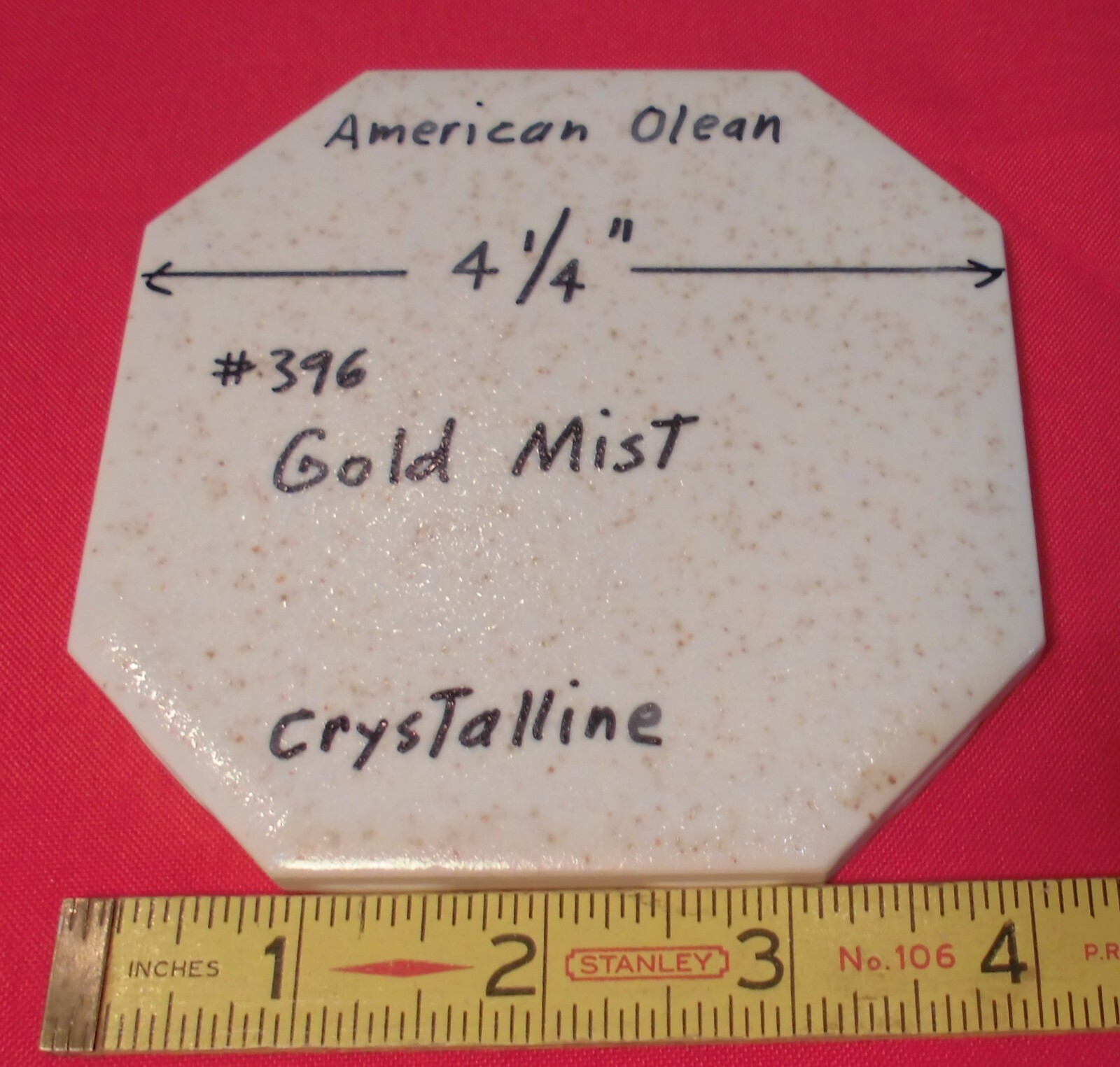 1 pc. Octagon Ceramic Tile 4-1/4″ Gold Mist: Crystalline by American Olean Co.