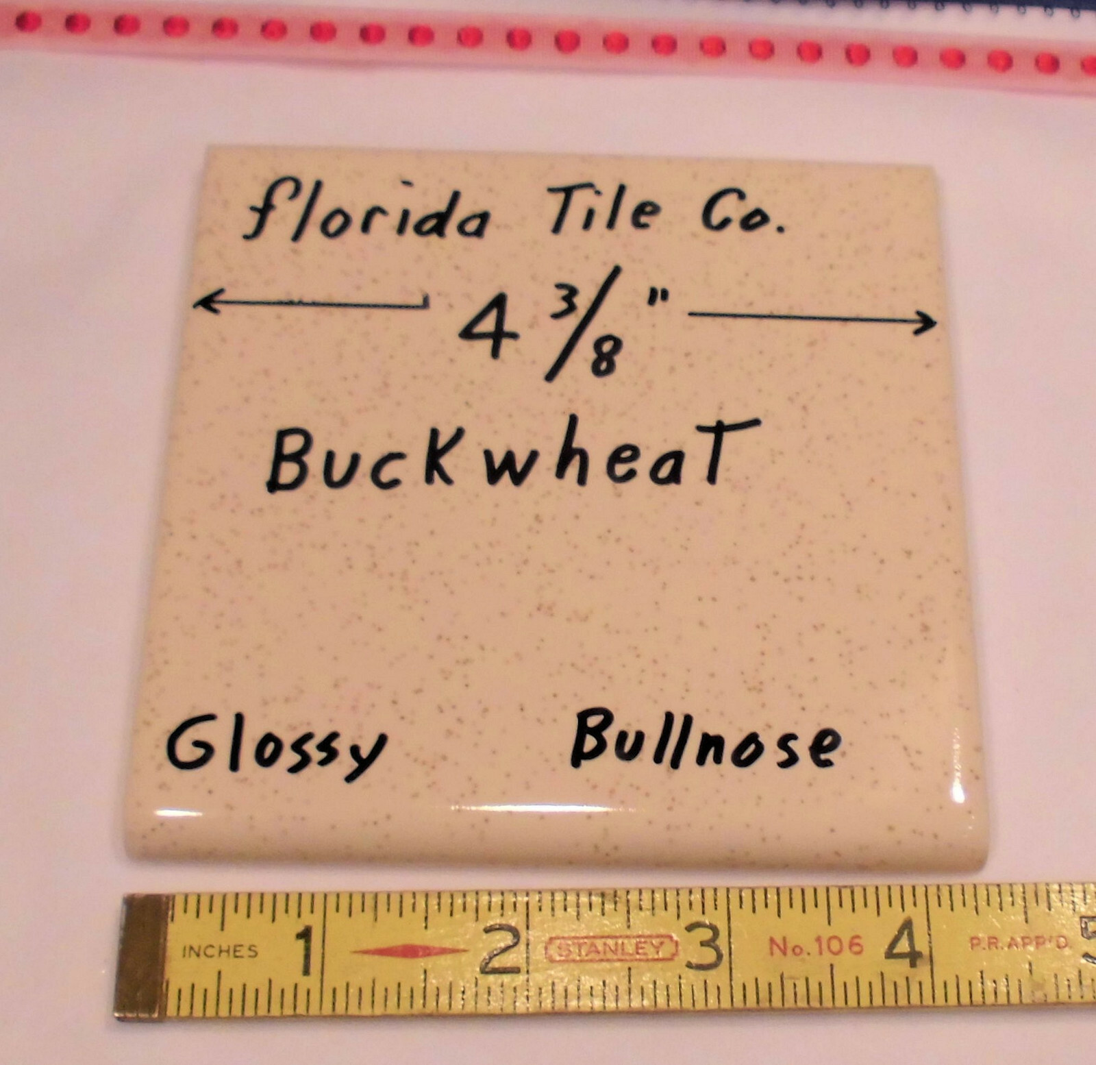 1 pc. *Buckwheat* Bullnose 4-3/8″ Glossy Ceramic Tile by Florida Tile Co. New