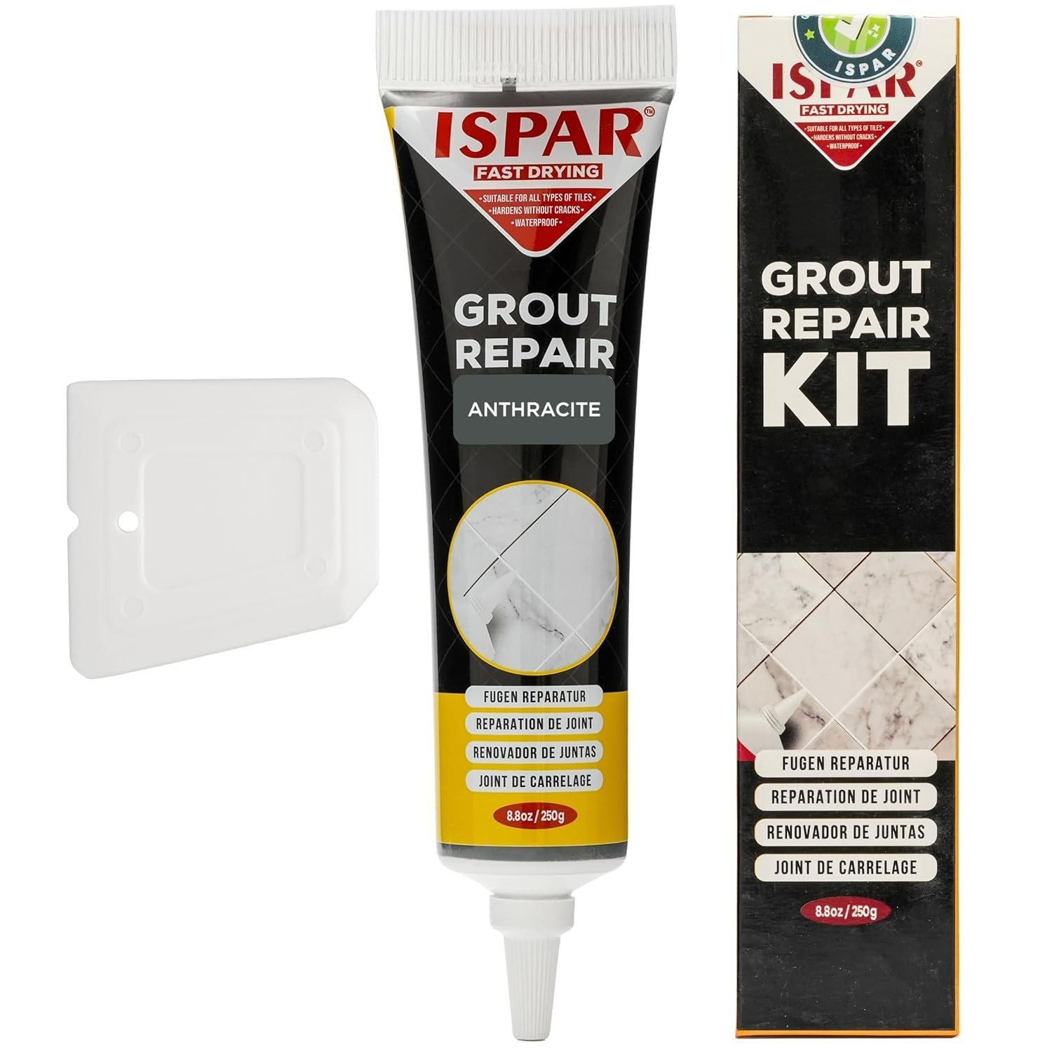 Pre-Mixed Dark Gray Grout Repair Paste for Ceramic & Porcelain Tiles – 8.8 oz