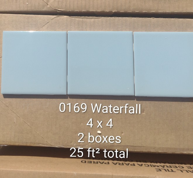 24 Tiles (3 ft²) – Glossy Waterfall Blue 4×4 Ceramic Subway Tile..Vintage/Retro