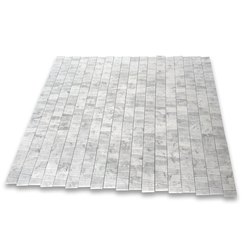C2AXH Carrara White Marble Trapezoid Tappered Mosaic Wall Floor Tile Honed