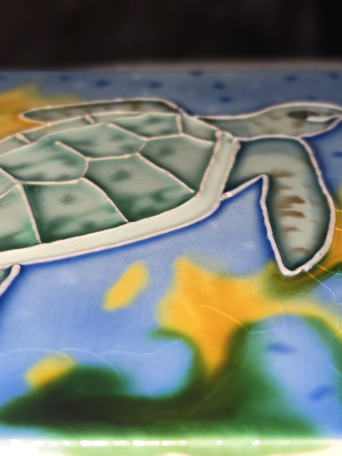 Sea Turtle Ceramic Tile Handpainted Tropical Sealife Beach 4” X 4” Beach