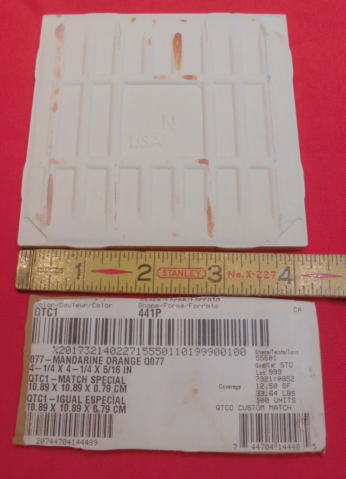 1 pc. Glossy Ceramic Tile *Orange* by American Olean 4-1/4″ Brilliant Color, New