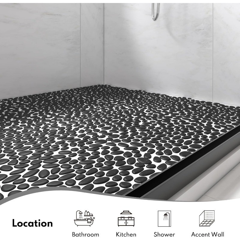 Pebble Tile Shower Floor, Mosaic Pebble Backsplash for Wall, Stone Tiles
