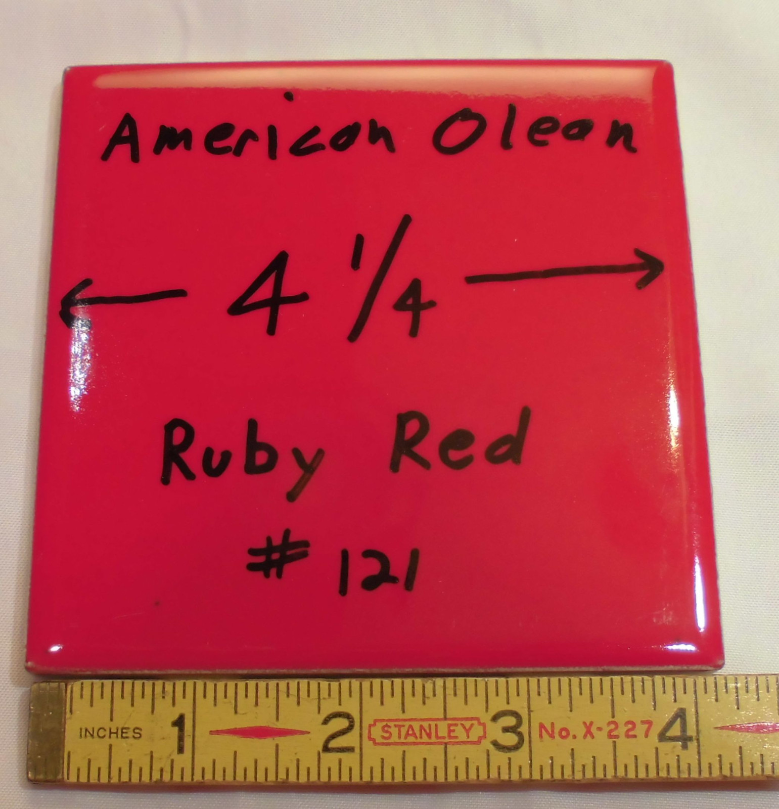 1 pc. Gloss Ruby Red: Ceramic Tile by American Olean 4-1/4″ Brilliant Color, NEW