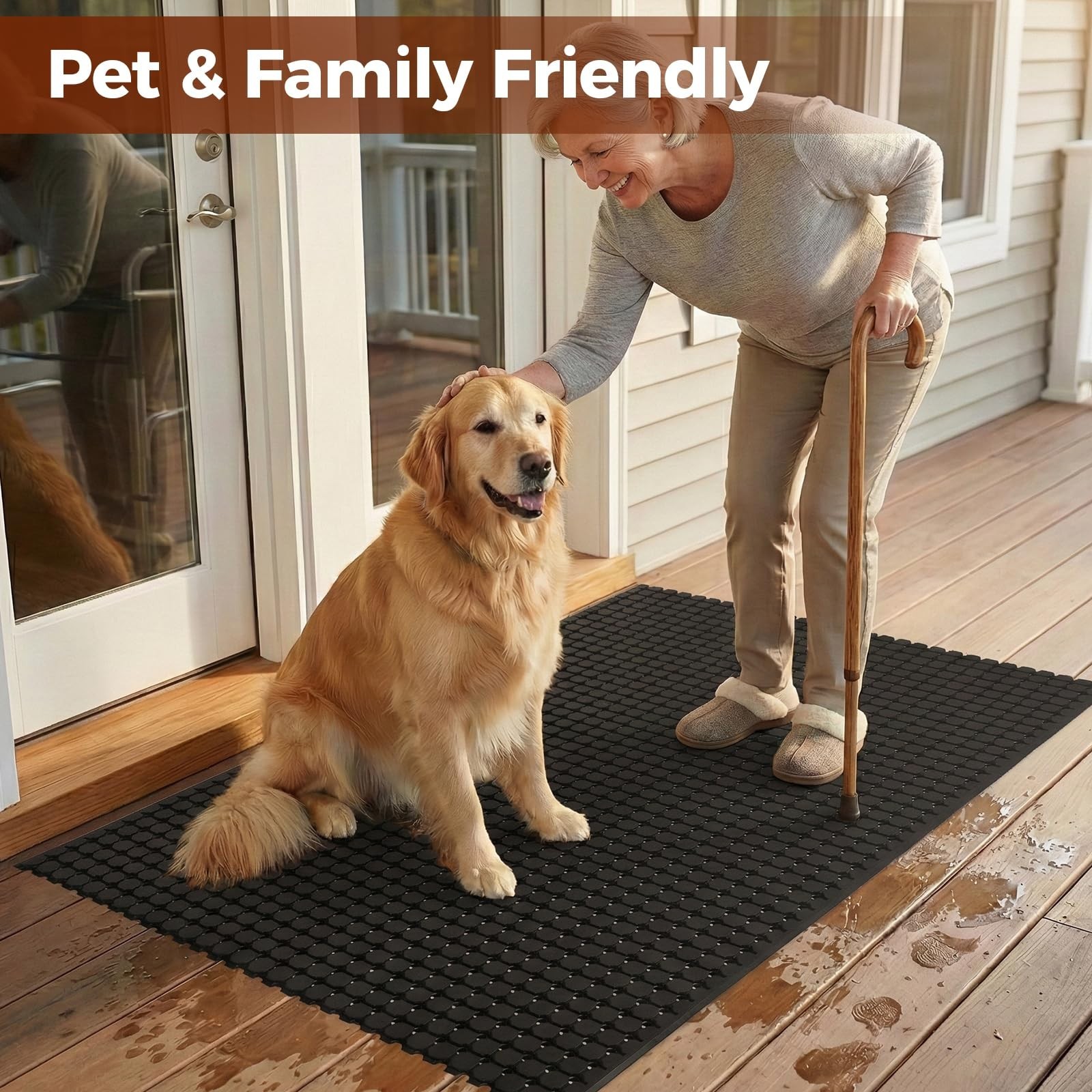 jxgzyy Commercial Rubber Floor Mat, 3 x 5 Anti Fatigue Non-Slip Drainage Mat …